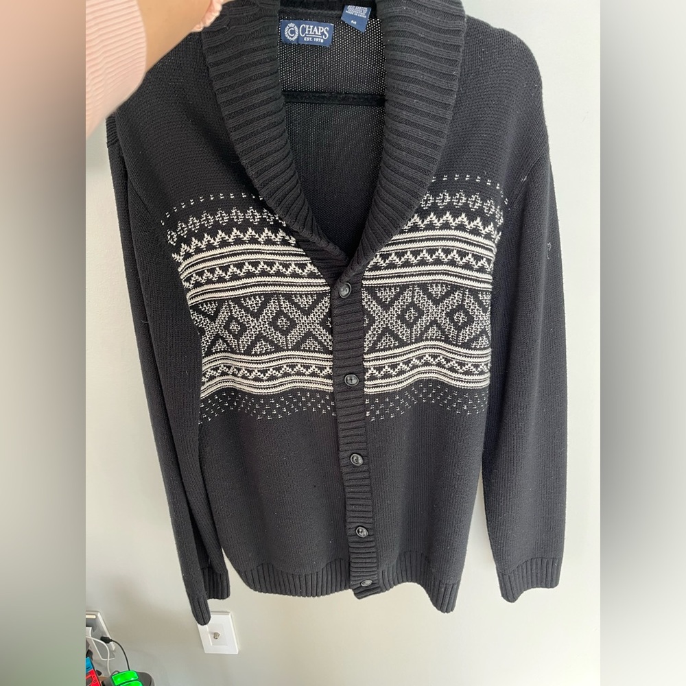 Chaps men cardigan size M black and white
